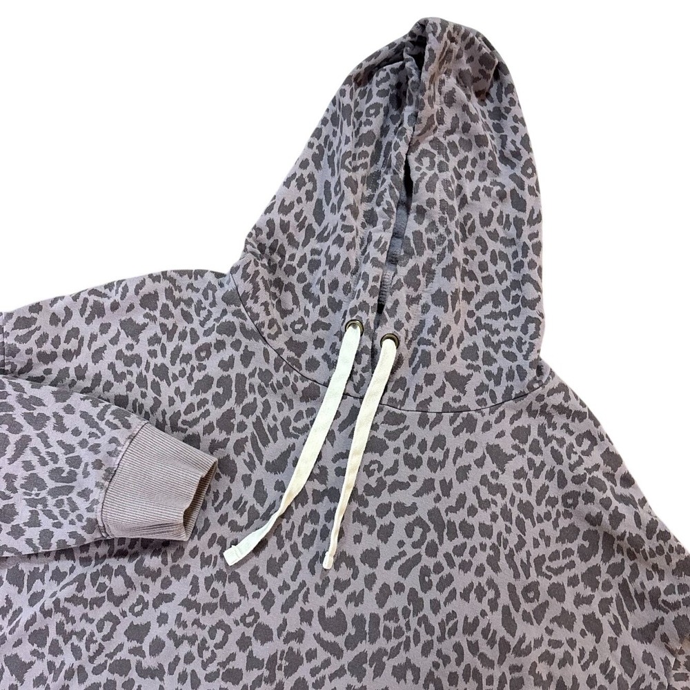 BUFFALO DAVID BITTON Womens Hoodie Medium‎ Lavender Leopard Print Pullover Top